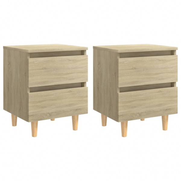Mesitas de noche 2 uds patas de madera roble Sonoma 40x35x50 cm D