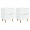 Mesas cabeceira 2 pcs pernas pinho 40x35x50 cm branco brilhante 1