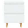 Mesas cabeceira 2 pcs pernas pinho 40x35x50 cm branco brilhante 5