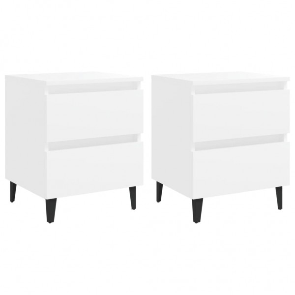 Mesitas de noche 2 uds madera contrachapada blanco 40x35x50 cm D