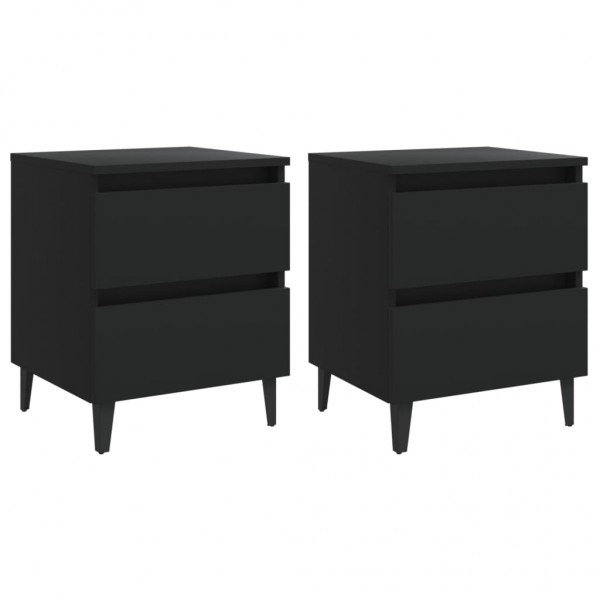 Mesitas de noche 2 uds madera contrachapada negro 40x35x50 cm D