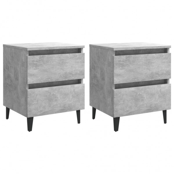 Mesitas de noche 2 uds contrachapada gris hormigón 40x35x50 cm D
