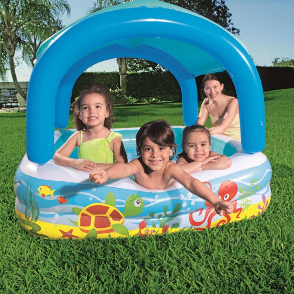 Bestway Piscina de juegos con toldo azul 140x140x114 cm 52192 D