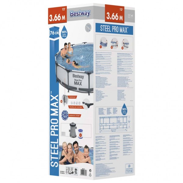 Bestway Piscina de acero Pro MAX 366x76 cm M 3