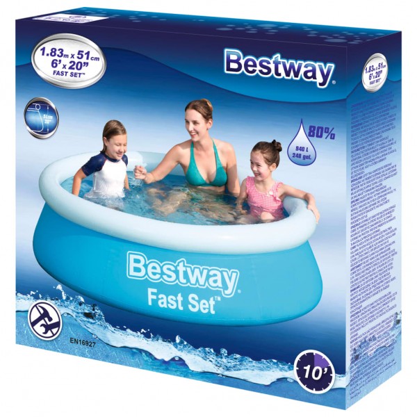 Bestway Piscina hinchable Fast Set redonda azul 183x51 cm M 3