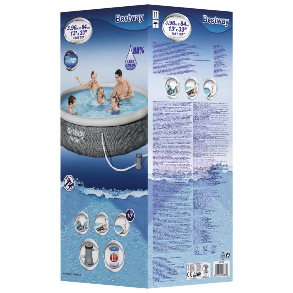 Bestway Conjunto piscina insuflável Fast Set com bomba 396x84 cm M 3
