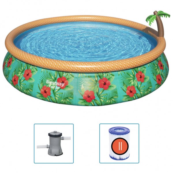 Bestway Conjunto piscina insuflável Fast Set Paradise Palms 457x84 cm M 2