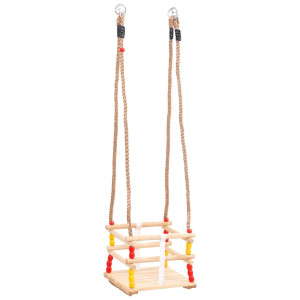 Columpio para bebé con cinturón de seguridad madera de pino H