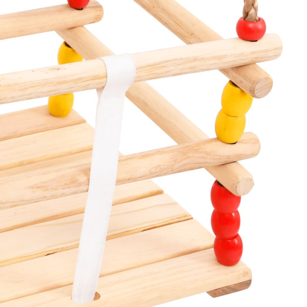 Columpio para bebé con cinturón de seguridad madera de pino M 4