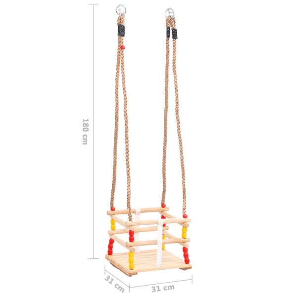 Columpio para bebé con cinturón de seguridad madera de pino M 5