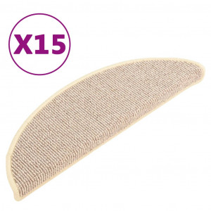 Alfombras de peldaño escalera 15 uds blanco y marrón 56x17x3 cm H