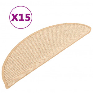 Tapete/carpete para degraus 15 pcs 65x21x4 cm cor creme H