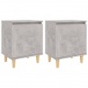 Mesitas de noche 2 uds patas madera gris hormigón 40x30x50 cm 2