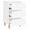Mesa de cabeceira c/ pernas em madeira maciça 40x35x69cm branco 2