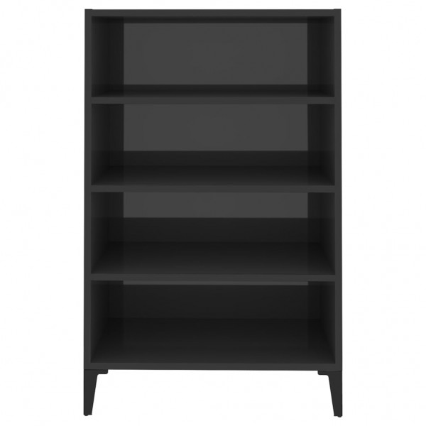 Aparador de madera contrachapada gris brillante 57x35x90 cm M 4