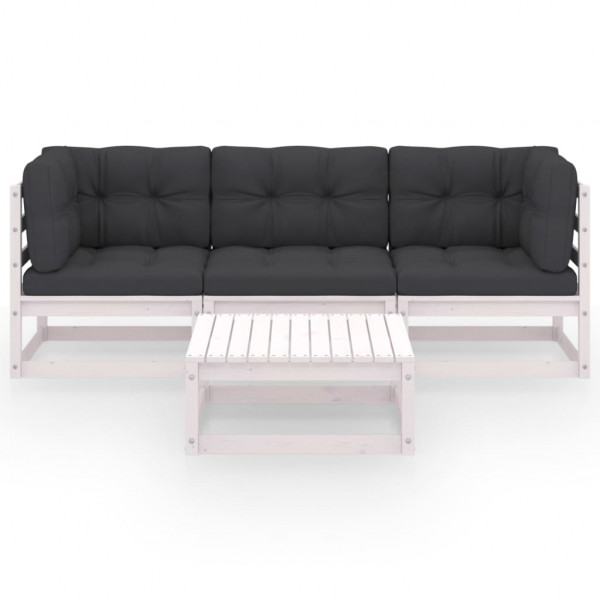 4 pcs conjunto lounge de jardim com almofadões pinho maciço M 2
