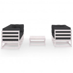 Muebles de jardín 6 piezas con cojines de madera de pino maciza H
