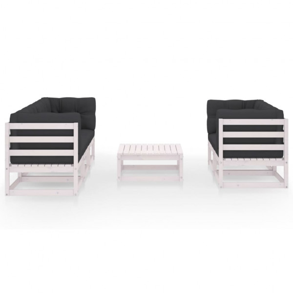 Muebles de jardín 6 piezas con cojines de madera de pino maciza M 2