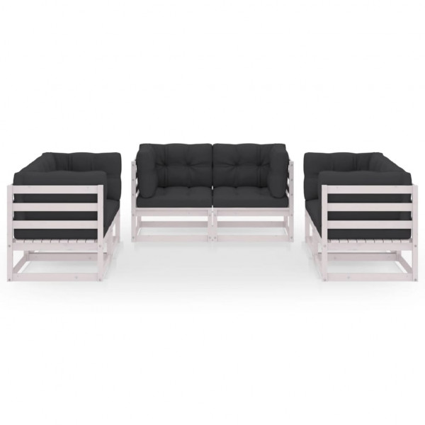 6 pcs conjunto lounge de jardim com almofadões pinho maciço M 2