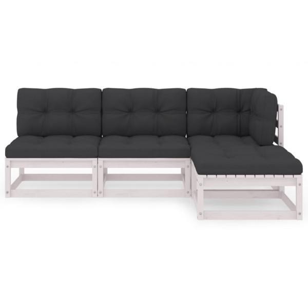 Juego de muebles de jardín 4 pzas y cojines madera pino maciza M 2