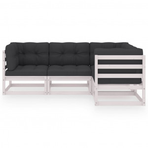 Juego de muebles de jardín 4 pzas y cojines madera pino maciza H