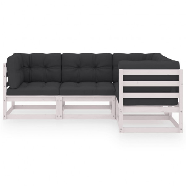 4 pcs conjunto lounge de jardim c/ almofadões pinho maciço M 2