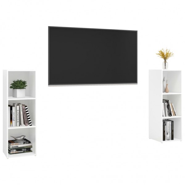 Móveis de TV 2 pcs 107x35x37 cm contraplacado branco M 3