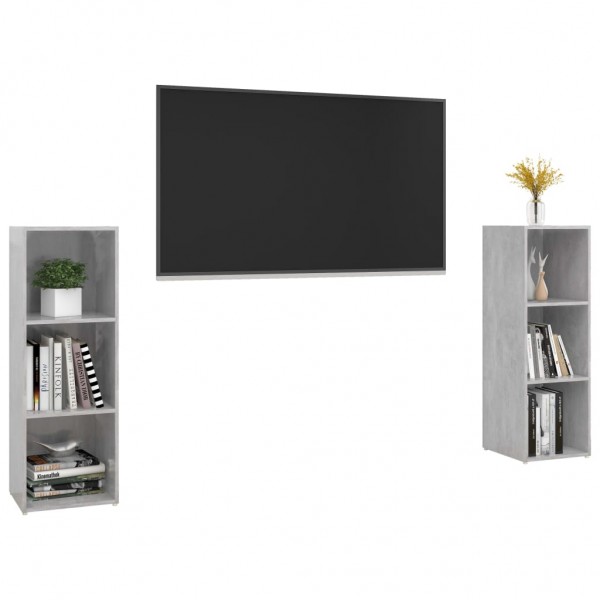 Móveis de TV 2 pcs 107x35x37 cm contraplacado cinzento cimento M 3