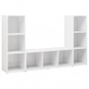 Móveis de TV 3 pcs 107x35x37 cm contraplacado branco 2
