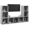 Móveis de TV 3 pcs 107x35x37 cm contraplacado cinzento cimento 3