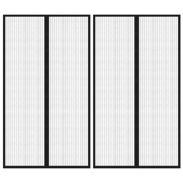 Mosquitera para puerta 2 uds magnética negro 200x80 cm D