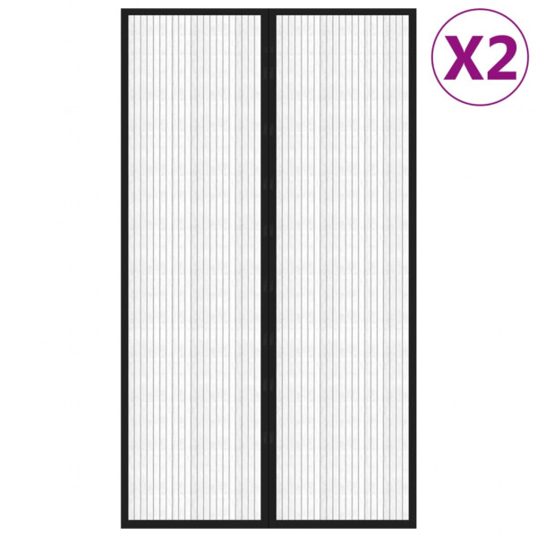 Mosquitera para puerta 2 uds magnética negro 200x80 cm M 3