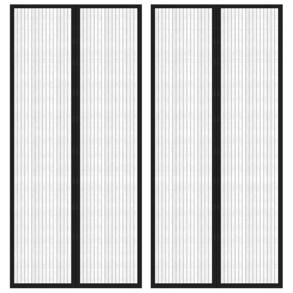 Mosquitera para puerta 2 uds magnética negro 210x90 cm D