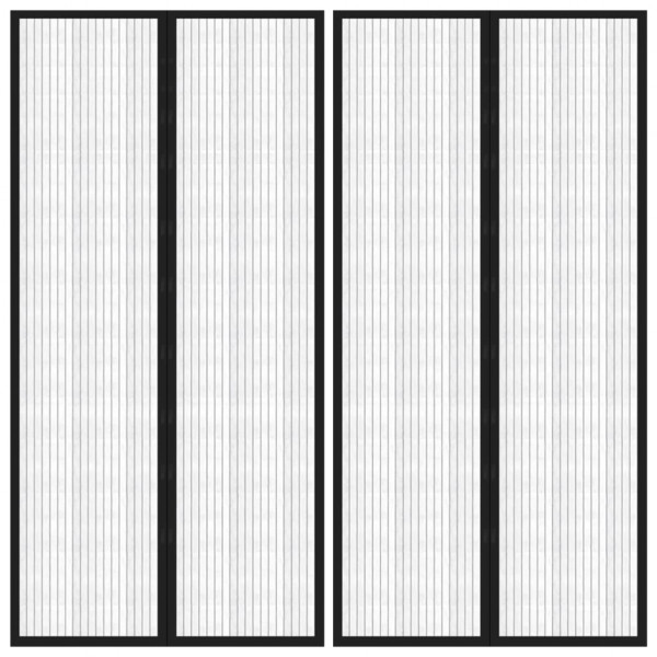 Mosquitera para puerta 2 uds bloque magnético negro 220x100 cm D