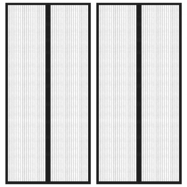 Mosquitera para puerta 2 uds bloque magnético negro 220x110 cm D