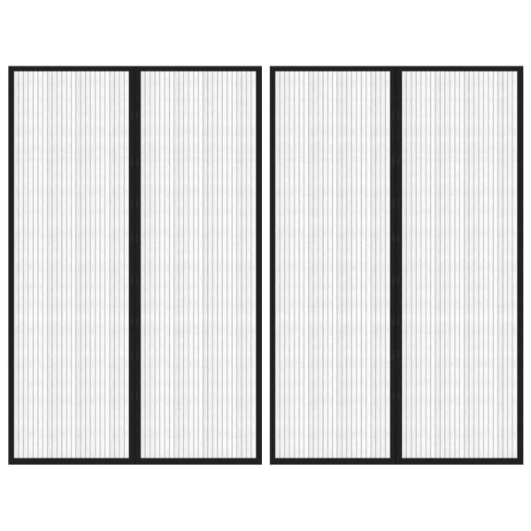 Mosquitera para puerta 2 uds bloque magnético negro 220x130 cm D
