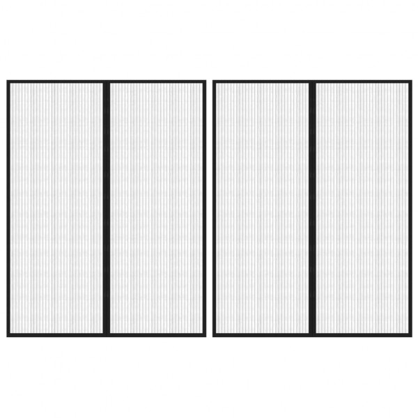 Mosquitera para puerta 2 uds bloque magnético negro 230 x160 cm D