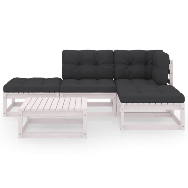 5 pcs conjunto lounge de jardim c/ almofadões pinho maciço M 2