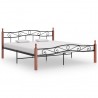 Estructura de cama madera maciza roble metal negro 200x200 cm 1