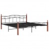 Estructura de cama madera maciza roble metal negro 200x200 cm 2