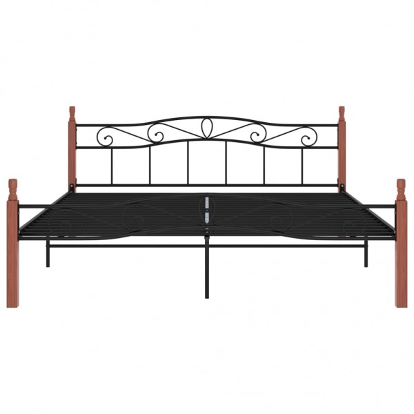 Estrutura de cama 200x200cm metal/madeira carvalho maciça preto M 3