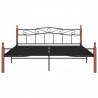 Estrutura de cama 200x200cm metal/madeira carvalho maciça preto 3