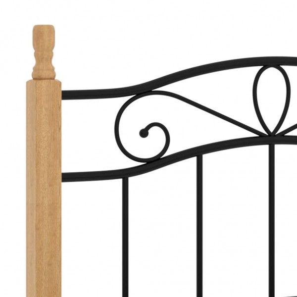 Estructura de cama madera maciza de roble metal negro 90x200 cm M 5