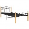 Estructura de cama madera maciza roble metal negro 100x200 cm 2