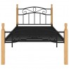Estructura de cama madera maciza roble metal negro 100x200 cm 3