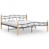 Estructura de cama metal y madera maciza de roble 200x200 cm 1