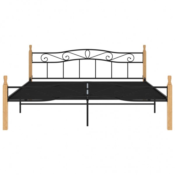 Estrutura de cama 200x200cm metal/madeira carvalho maciça preto M 3