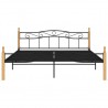 Estructura de cama metal y madera maciza de roble 200x200 cm 3