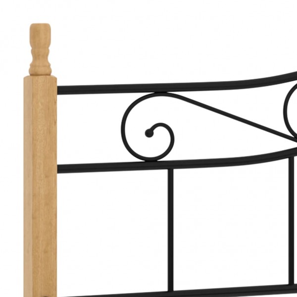 Estructura de cama metal y madera maciza de roble 200x200 cm M 5