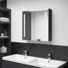 Armario de baño con espejo LED negro brillante 62x14x60 cm 1